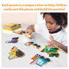 Child assembling colorful vehicle-shaped puzzles from My First Puzzle Set Mega Combo