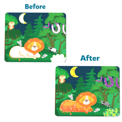 Comparison of animal-themed illustrations showing subtle color and texture changes in Animal Enthusiast Art Set