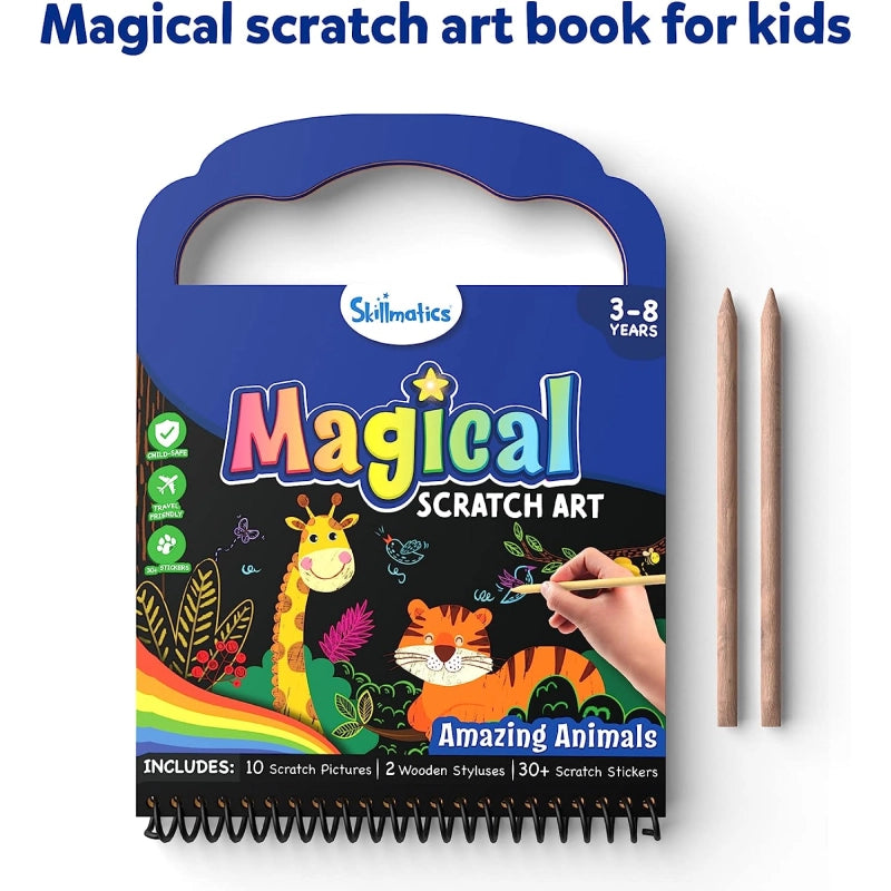 Travel Friendly Magical Scratch Art Book: Amazing Animals (ages 3-8)