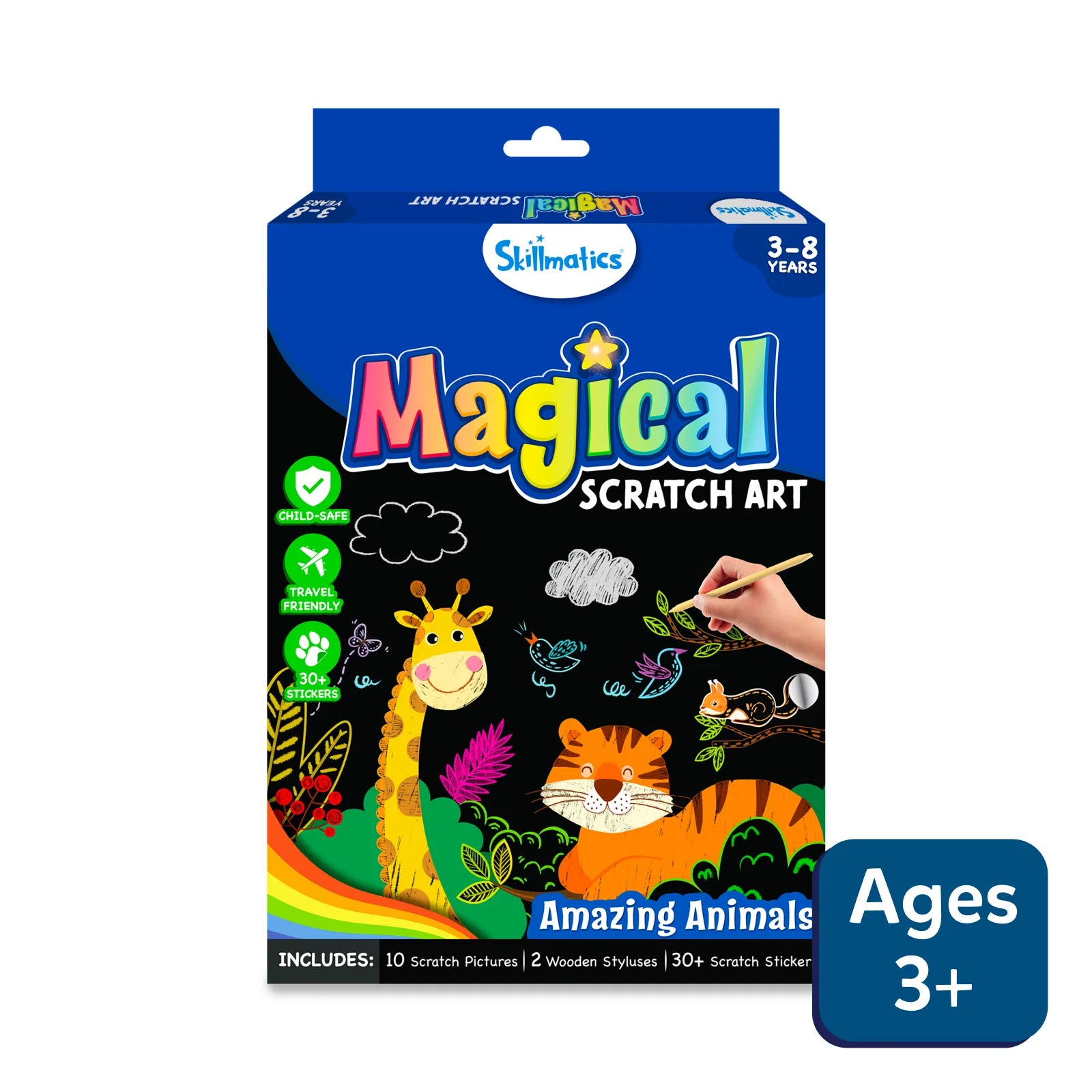 Travel Friendly Magical Scratch Art Book: Amazing Animals (ages 3-8)