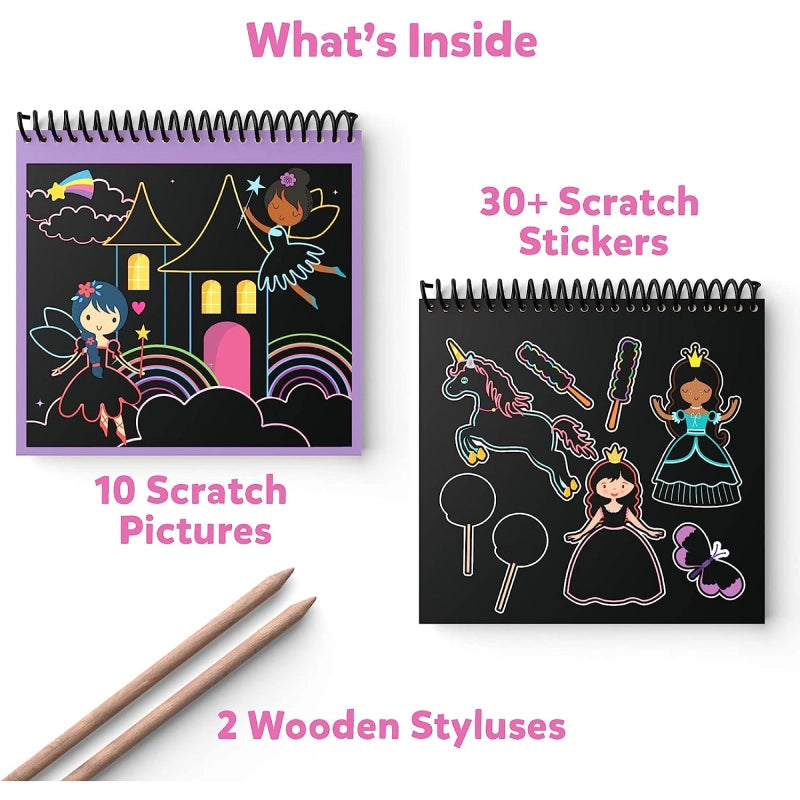 Travel Friendly Magical Scratch Art Book: Unicorns & Princesses (ages 3-8)