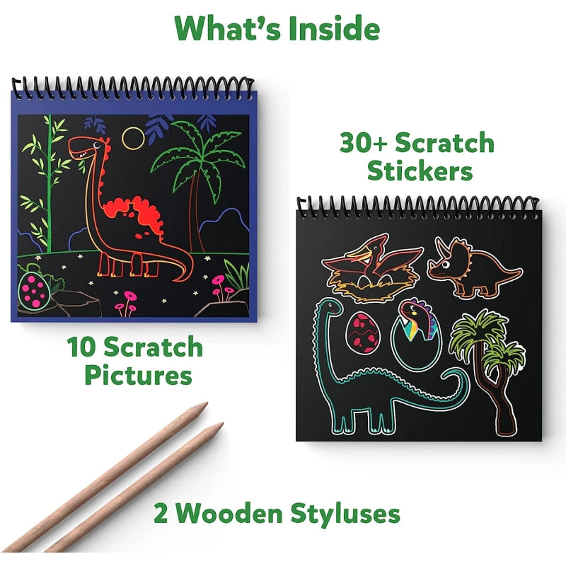 Travel Friendly Magical Scratch Art Book: World of Dinosaurs (ages 3-8)