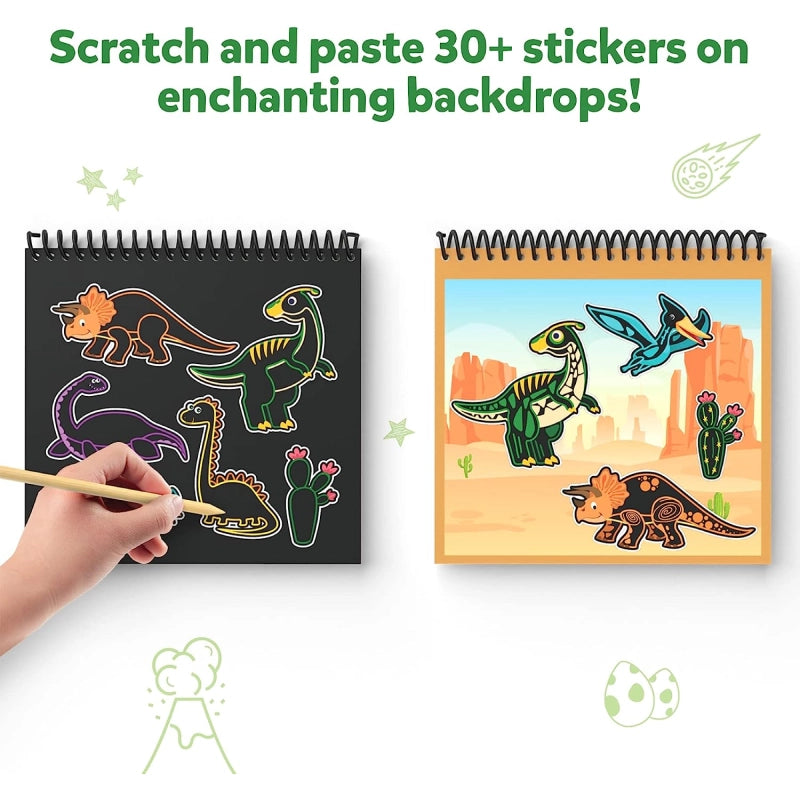 Travel Friendly Magical Scratch Art Book: World of Dinosaurs (ages 3-8)