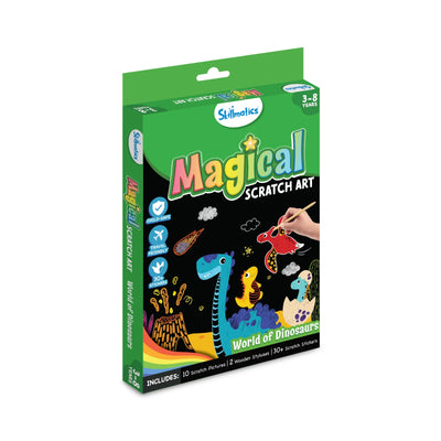 Skillmatics Magical Scratch Art kit with Dinosaur theme, suitable for ages 3-8