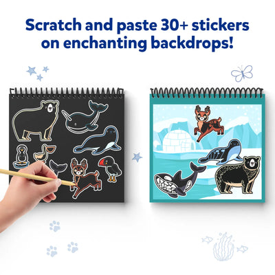 Travel Friendly Magical Scratch Art Book with Animal Designs for Kids Ages 3-8