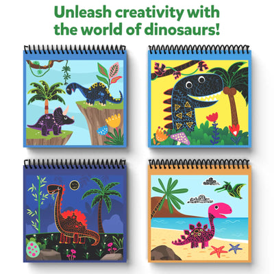 Set of four spiral-bound dinosaur-themed activity books for kids ages 3-8