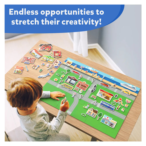 Skillmatics Creative Toy Magnetopia - Design Your City, Interactive Pretend Play Set For Kids, Toddlers, 60+ Magnetic Pieces, Preschool Learning Game, Gifts For Boys & Girls Ages 3, 4, 5, 6, 7