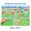Colorful Magnetopia playmat with roads, buildings, vehicles, and magnetic accessories for kids