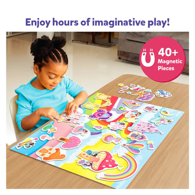 Colorful Magnetic Play Board with Over 40 Pieces for Imaginative Play in Magnetopia Princess Unicorn Land