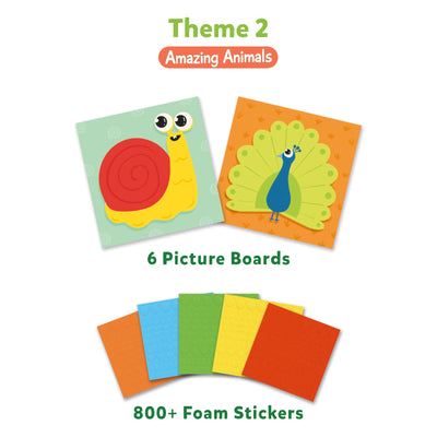 Children’s craft kit with animal-themed picture boards and foam stickers for ages 3-7