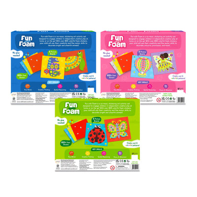 Three Fun Foam sticker art activity sets with picture boards and over 800 foam stickers