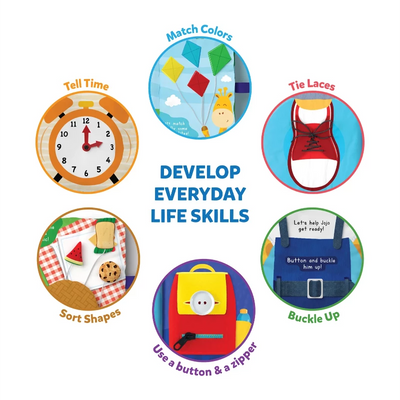 Educational toy demonstrating six everyday life skills for ages 1 to 4 in Infant Essentials Combo