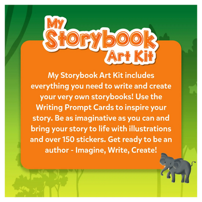 Children’s art kit for creating storybooks with prompts, illustrations, and 150+ stickers