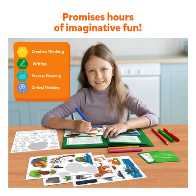 Educational activity kit for children fostering creativity, writing, and critical thinking