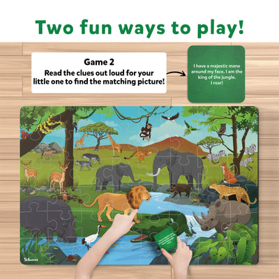 Children’s jungle animal puzzle with game cards from Wildlife Wonders Puzzle Bundle