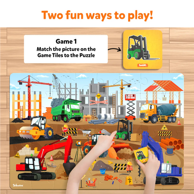 Colorful Construction Site Floor Puzzle and Game Tiles for Kids Ages 3-7