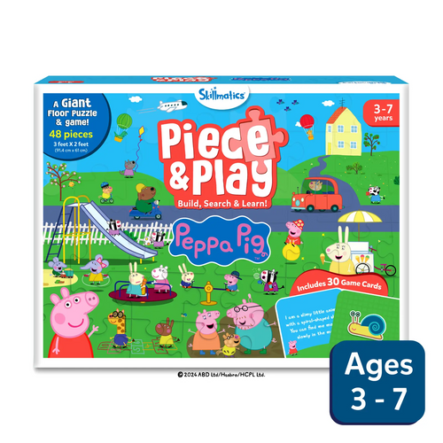 Peppa Pig themed giant floor puzzle and game with 48 pieces and 30 game cards for ages 3-7