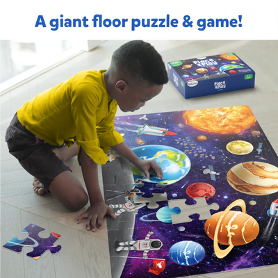 Giant space-themed floor puzzle with planets rockets and astronauts for kids ages 3-7