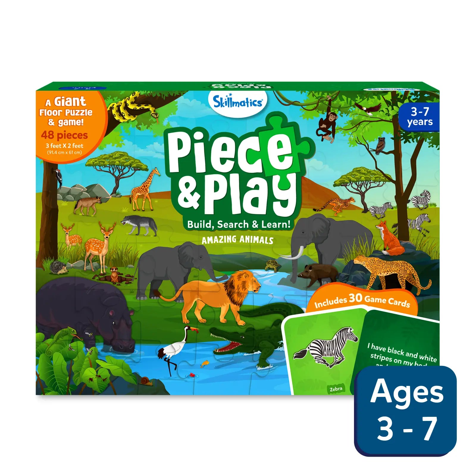 Piece & Play: Amazing Animals | Floor Puzzle & Game (ages 3-7)