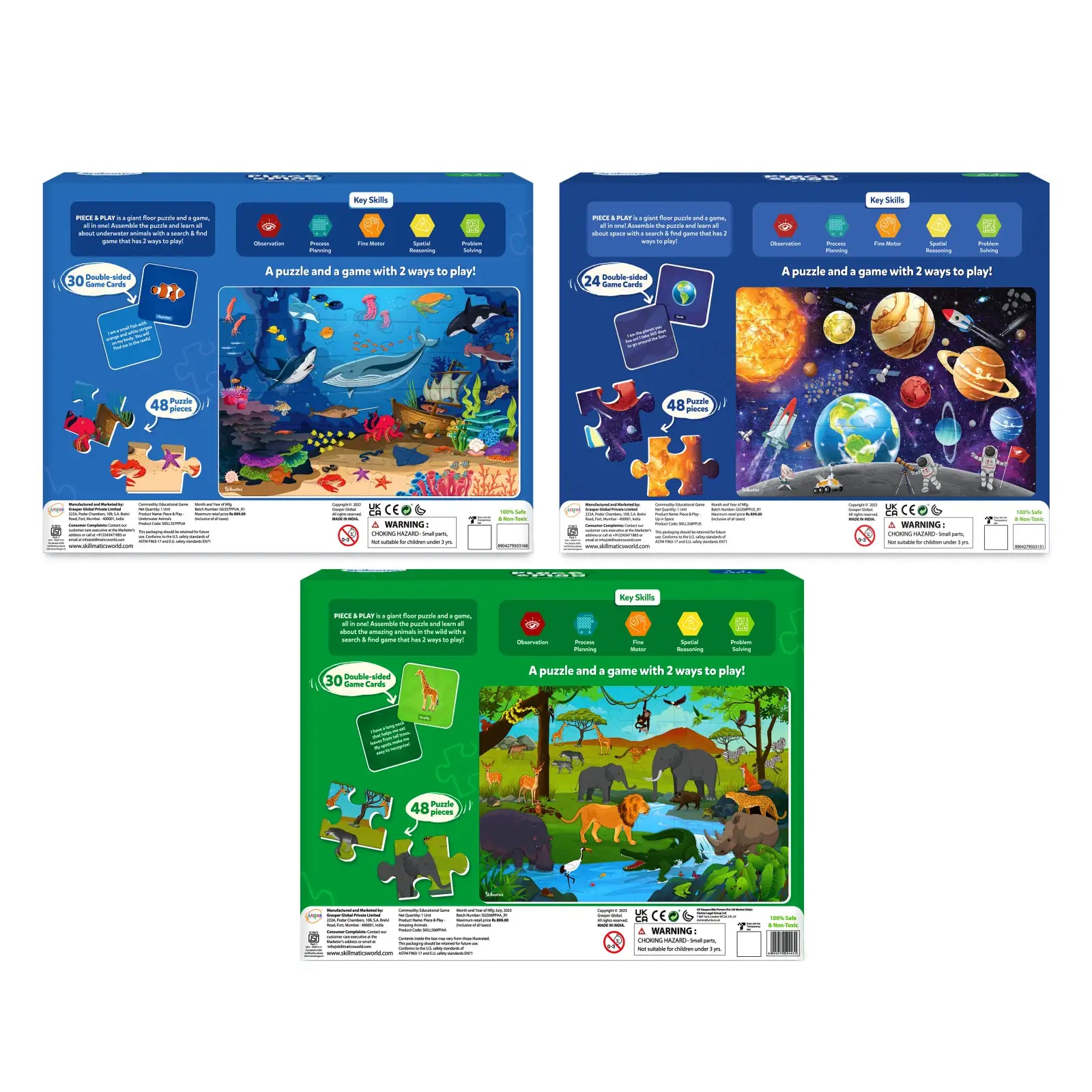 Piece & Play: Pack of 3 | Floor Puzzle & Game (ages 3-7)