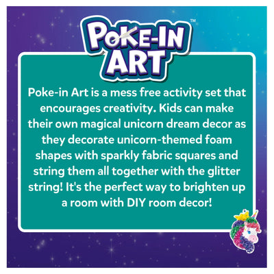 Children’s unicorn-themed room decor art activity kit from Poke-in Art for kids ages 4-9