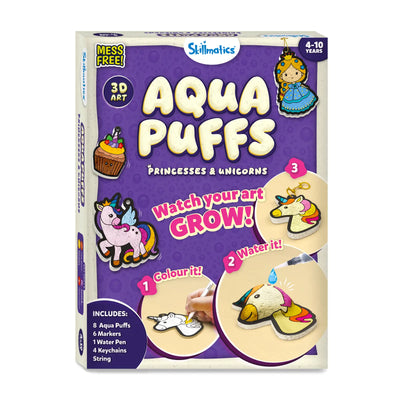 Children’s crafting kit with Aqua Puffs markers and keychains for 3D art projects