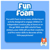 Informational advertisement for children’s foam sticker art activity featuring Puppies from Fun with Foam