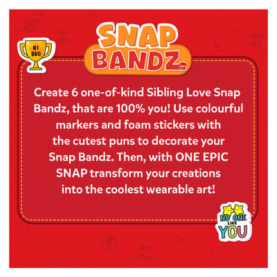 Customizable craft kit for creating wearable art from Snap Bandz Sibling Love DIY activity