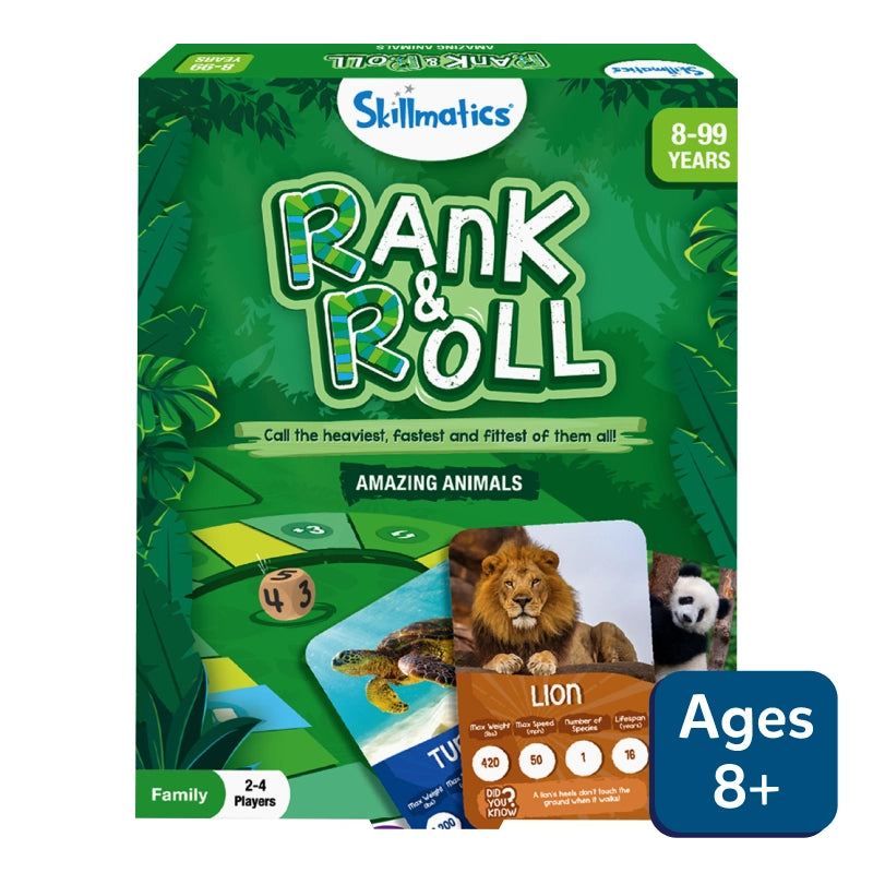 Rank & Roll: Amazing Animals | Trump card & board Game (ages 8+)