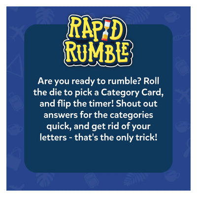 Instructions for playing Rapid Rumble board game suitable for ages 6 and up