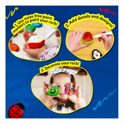 Children’s rock painting craft kit for creative no mess art activities ages 4 to 12