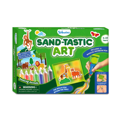 Children’s sand art kit with animal themes and magical rainbow pen for ages 4-10