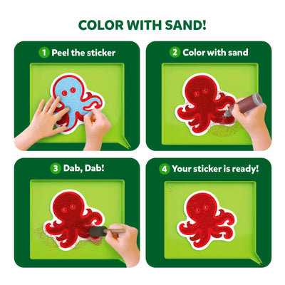 Instructions for Sand Art Sticker Craft Kit in Artsy Explorers Bundle for ages 4-12