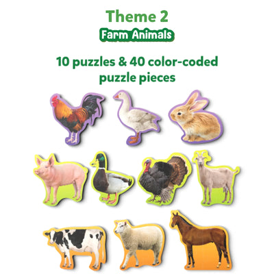 Farm animal puzzles set with 10 colorful pieces for ages 3+ in Step By Step Puzzle Combo