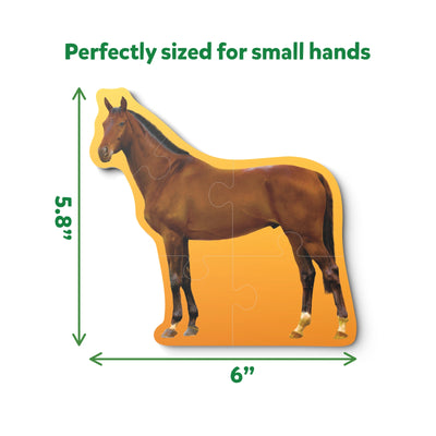 Horse-shaped jigsaw puzzle measuring 5.8 by 6 inches from Step By Step Puzzle Combo for ages 3+