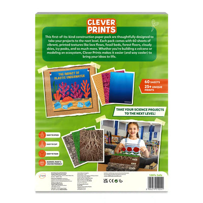 Vibrant construction paper pack with 60 sheets and over 25 textured designs for science projects