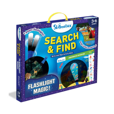 Skillmatics Search & Find Activity Kit with two paper flashlights for ages 3-6