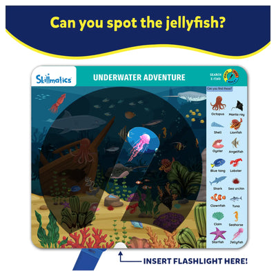 Interactive Underwater Adventure search-and-find game board on Search & Find Flashlight Magic mat