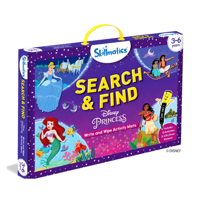 Disney Princess-themed Search & Find reusable activity mat for ages 3-6
