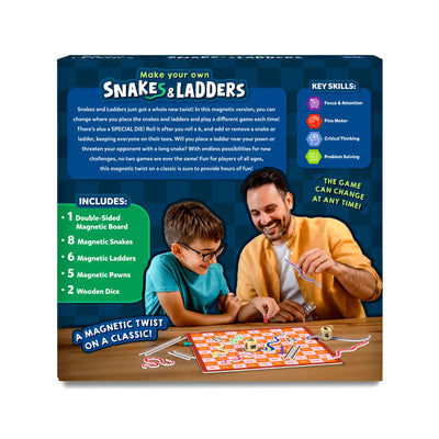 Snakes & Ladders | Magnetic & Customizable Board Game with a Twist (ages 4+)