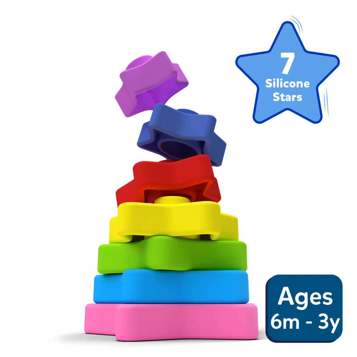 Spring Stacker Toy Skillmatics Starry Stacker Silicone Stacking Toy | 6M-3Yr, Early ...