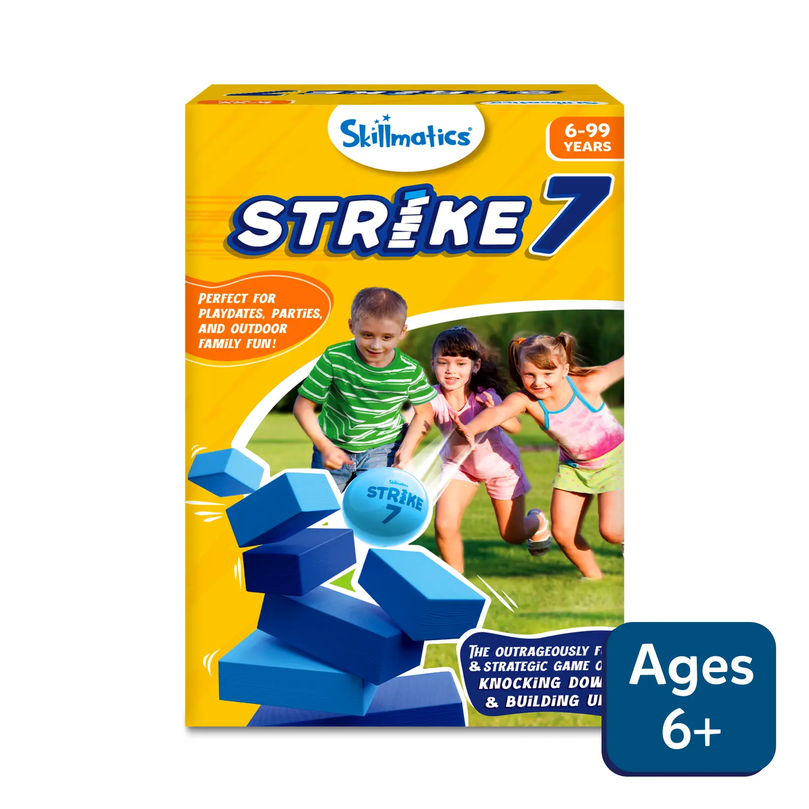 Skillmatics Block Game: Strike 7! | Strategic Game of Knocking Down & Building Up (ages 6+)