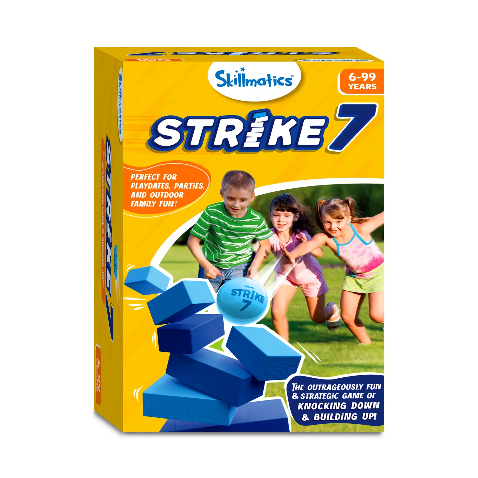 Skillmatics Block Game: Strike 7! | Strategic Game of Knocking Down & Building Up (ages 6+)