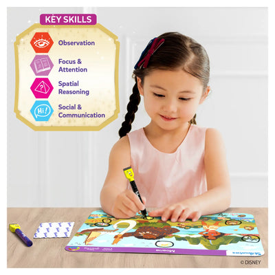 Interactive learning board game with smart pen on Search & Find Disney Princesses mats for ages 3-6
