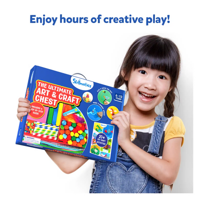 Blue art and craft kit for children ages 6-13 with colorful supplies and 20+ activities