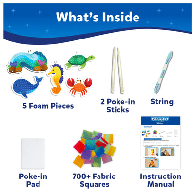 Poke-in Art Underwater Animals kit with foam pieces fabric squares and poke-in sticks
