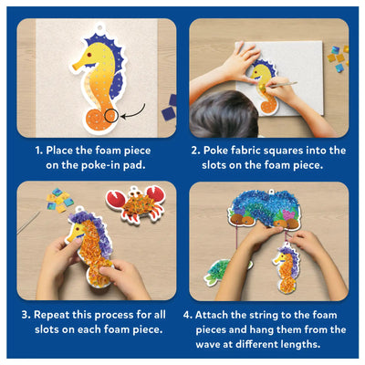 Instructions for creating a fabric art mobile with Ocean Creatures for Kids ages 4-9