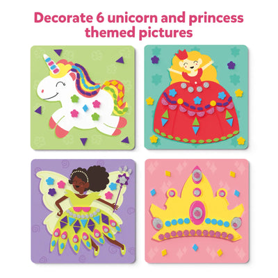 Craft kit for decorating unicorn and princess-themed pictures from Fun with Foam 3D Sticker Activity