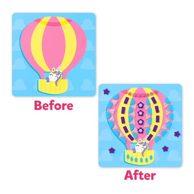 Hot air balloon unicorn craft kit with decorated embellishments from Fun with Foam