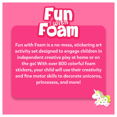Vibrant pink Fun with Foam Unicorn & Princesses 3D Sticker Activity poster for kids